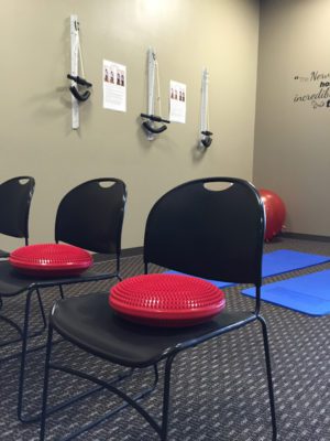 A physical therapy or exercise room