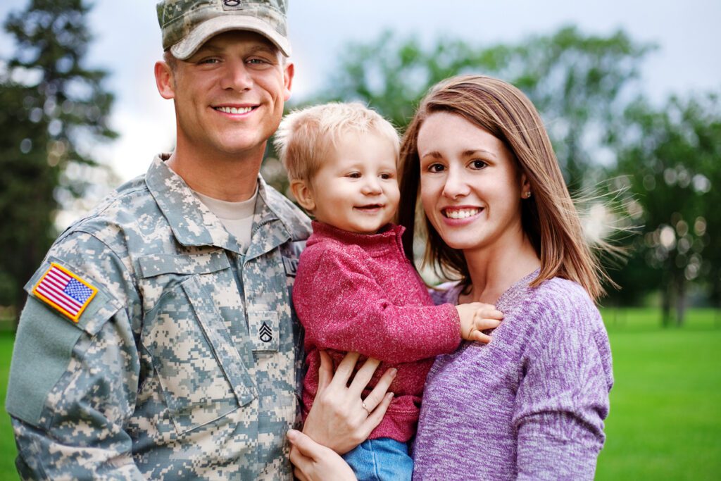 American Soldier With his Family